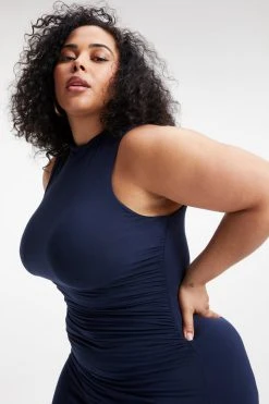 GOOD AMERICAN GOOD TOUCH TURTLENECK MIDI | NAVY001 Dresses