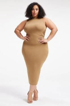 GOOD AMERICAN Dresses GOOD TOUCH TURTLENECK MIDI | PECAN001