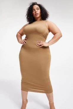 Discount ❤️ GOOD AMERICAN 👍 Dresses GOOD TOUCH TURTLENECK MIDI | PECAN001 ✨ 17 GOOD AMERICAN Dresses GOOD TOUCH TURTLENECK MIDI | PECAN001