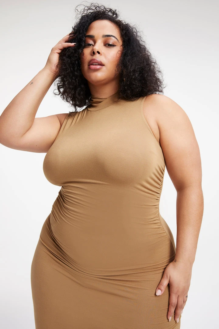 Discount ❤️ GOOD AMERICAN 👍 Dresses GOOD TOUCH TURTLENECK MIDI | PECAN001 ✨ 7 GOOD AMERICAN Dresses GOOD TOUCH TURTLENECK MIDI | PECAN001