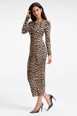 GOOD AMERICAN GOOD TOUCH LONG SLEEVE MAXI | GOOD LEOPARD003 Dresses