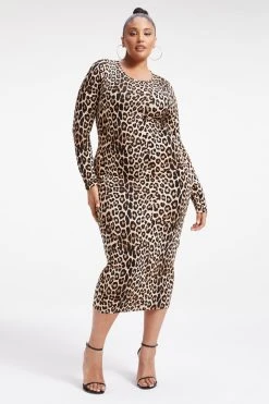 GOOD AMERICAN GOOD TOUCH LONG SLEEVE MAXI | GOOD LEOPARD003 Dresses