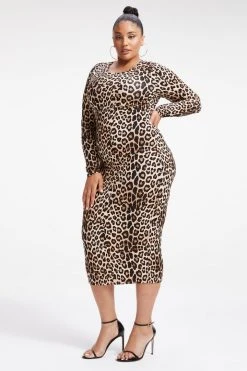 GOOD AMERICAN GOOD TOUCH LONG SLEEVE MAXI | GOOD LEOPARD003 Dresses