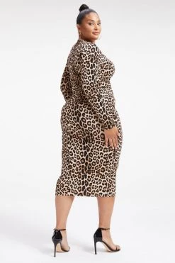 GOOD AMERICAN GOOD TOUCH LONG SLEEVE MAXI | GOOD LEOPARD003 Dresses