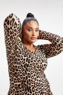GOOD AMERICAN GOOD TOUCH LONG SLEEVE MAXI | GOOD LEOPARD003 Dresses