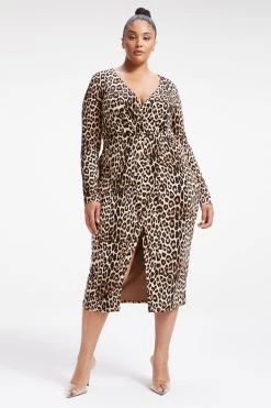 GOOD AMERICAN GOOD TOUCH WRAP MIDI | GOOD LEOPARD003 Dresses