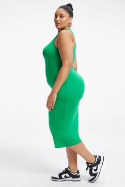 GOOD AMERICAN Dresses GOOD TOUCH CUT IN TANK MIDI | SUMMER GREEN002