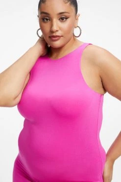 GOOD AMERICAN GOOD TOUCH CUT IN TANK MIDI | HAWAIIAN PINK001 Dresses