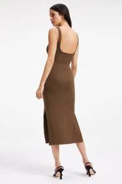 GOOD AMERICAN GOOD TOUCH BUTTON FRONT MIDI | FOG001 Dresses