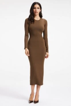 GOOD AMERICAN GOOD TOUCH LONG SLEEVE MAXI | FOG001