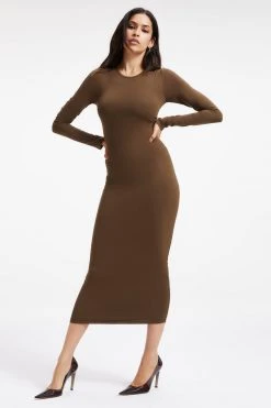 GOOD AMERICAN GOOD TOUCH LONG SLEEVE MAXI | FOG001