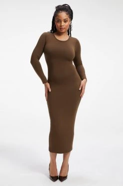 GOOD AMERICAN GOOD TOUCH LONG SLEEVE MAXI | FOG001