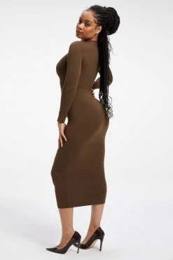 GOOD AMERICAN GOOD TOUCH LONG SLEEVE MAXI | FOG001