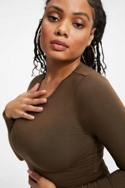 GOOD AMERICAN GOOD TOUCH LONG SLEEVE MAXI | FOG001