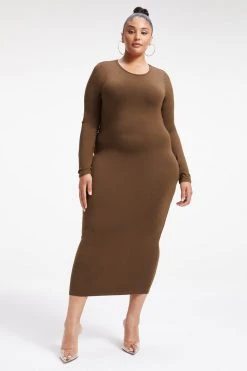 GOOD AMERICAN GOOD TOUCH LONG SLEEVE MAXI | FOG001