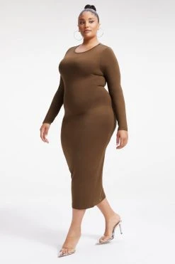 GOOD AMERICAN GOOD TOUCH LONG SLEEVE MAXI | FOG001