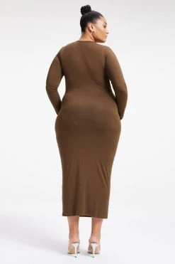 GOOD AMERICAN GOOD TOUCH LONG SLEEVE MAXI | FOG001