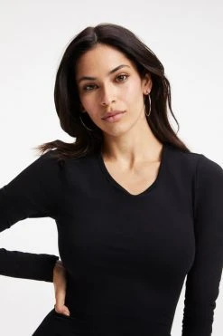 GOOD AMERICAN GOOD TOUCH LONG SLEEVE MAXI | BLACK001 Dresses