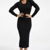 GOOD AMERICAN GOOD TOUCH LONG SLEEVE MAXI | BLACK001 Dresses