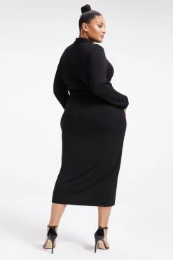 GOOD AMERICAN GOOD TOUCH BUTTON DOWN MIDI | BLACK001