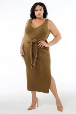 GOOD AMERICAN BELTED BODY DRESS | DIRTY OLIVE001 Dresses