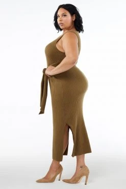 GOOD AMERICAN BELTED BODY DRESS | DIRTY OLIVE001 Dresses