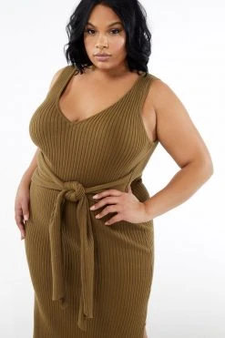 GOOD AMERICAN BELTED BODY DRESS | DIRTY OLIVE001 Dresses
