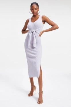GA-SALE BELTED BODY DRESS | LILAC MIST001 Dresses