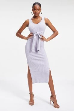 GA-SALE BELTED BODY DRESS | LILAC MIST001 Dresses