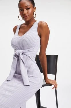 GA-SALE BELTED BODY DRESS | LILAC MIST001 Dresses