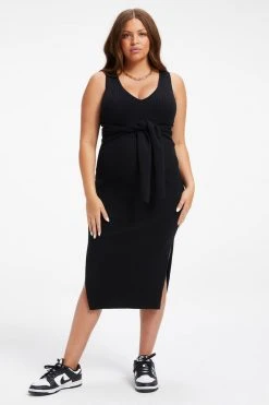 GOOD AMERICAN Dresses MATERNITY BELTED BODY DRESS | BLACK001