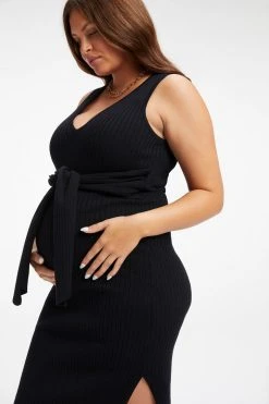 GOOD AMERICAN Dresses MATERNITY BELTED BODY DRESS | BLACK001
