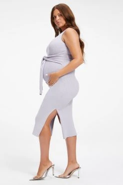 GOOD AMERICAN MATERNITY BELTED BODY DRESS | LILAC MIST001 Dresses