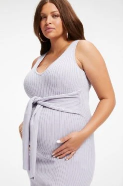 GOOD AMERICAN MATERNITY BELTED BODY DRESS | LILAC MIST001 Dresses