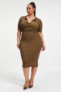 GA-SALE RIBBED MIDI SKIRT | FOG001 Shorts & Skirts