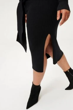 GA-SALE Dresses LS BELTED BODY DRESS | BLACK001