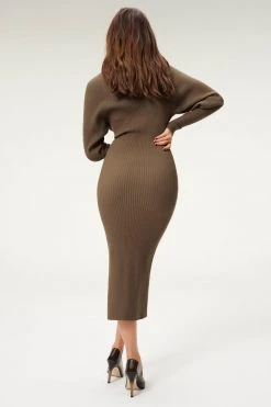GA-SALE LS BELTED BODY DRESS | SEPIA001