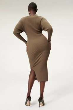 GA-SALE LS BELTED BODY DRESS | SEPIA001