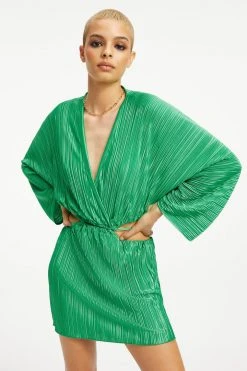 Best Sale 💯 GOOD AMERICAN ALWAYS FITS PLISSÉ SCULPTED DRESS | SUMMER GREEN002 DRESSes 🌟 17 GOOD AMERICAN ALWAYS FITS PLISSÉ SCULPTED DRESS | SUMMER GREEN002 Dresses
