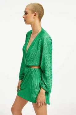 Best Sale 💯 GOOD AMERICAN ALWAYS FITS PLISSÉ SCULPTED DRESS | SUMMER GREEN002 DRESSes 🌟 18 GOOD AMERICAN ALWAYS FITS PLISSÉ SCULPTED DRESS | SUMMER GREEN002 Dresses