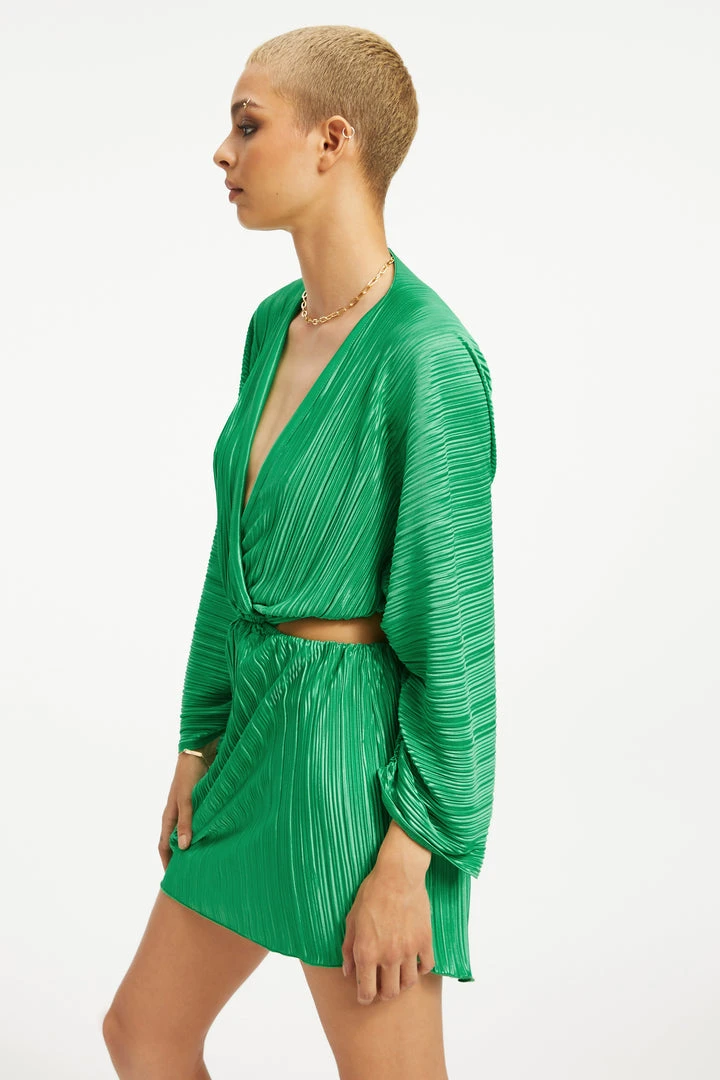 Best Sale 💯 GOOD AMERICAN ALWAYS FITS PLISSÉ SCULPTED DRESS | SUMMER GREEN002 DRESSes 🌟 8 GOOD AMERICAN ALWAYS FITS PLISSÉ SCULPTED DRESS | SUMMER GREEN002 Dresses
