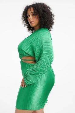 Best Sale 💯 GOOD AMERICAN ALWAYS FITS PLISSÉ SCULPTED DRESS | SUMMER GREEN002 DRESSes 🌟 13 GOOD AMERICAN ALWAYS FITS PLISSÉ SCULPTED DRESS | SUMMER GREEN002 Dresses