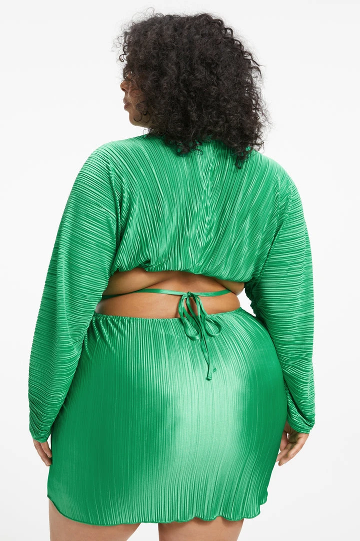 Best Sale 💯 GOOD AMERICAN ALWAYS FITS PLISSÉ SCULPTED DRESS | SUMMER GREEN002 DRESSes 🌟 4 GOOD AMERICAN ALWAYS FITS PLISSÉ SCULPTED DRESS | SUMMER GREEN002 Dresses