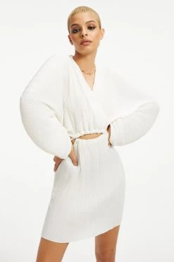 GOOD AMERICAN ALWAYS FITS PLISSÉ SCULPTED DRESS | IVORY001