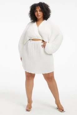 GOOD AMERICAN ALWAYS FITS PLISSÉ SCULPTED DRESS | IVORY001