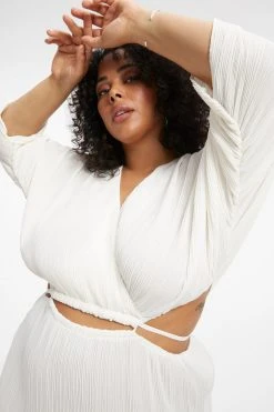 GOOD AMERICAN ALWAYS FITS PLISSÉ SCULPTED DRESS | IVORY001