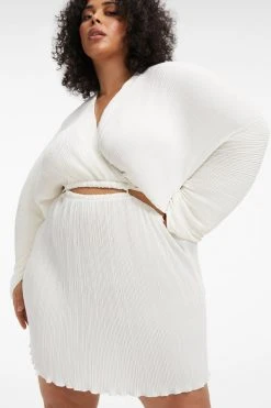 GOOD AMERICAN ALWAYS FITS PLISSÉ SCULPTED DRESS | IVORY001