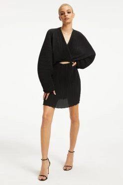 Outlet 🤩 GOOD AMERICAN ALWAYS FITS PLISSÉ SCULPTED 😍 DRESS | BLACK001 ❤️ 25 GOOD AMERICAN ALWAYS FITS PLISSÉ SCULPTED DRESS | BLACK001