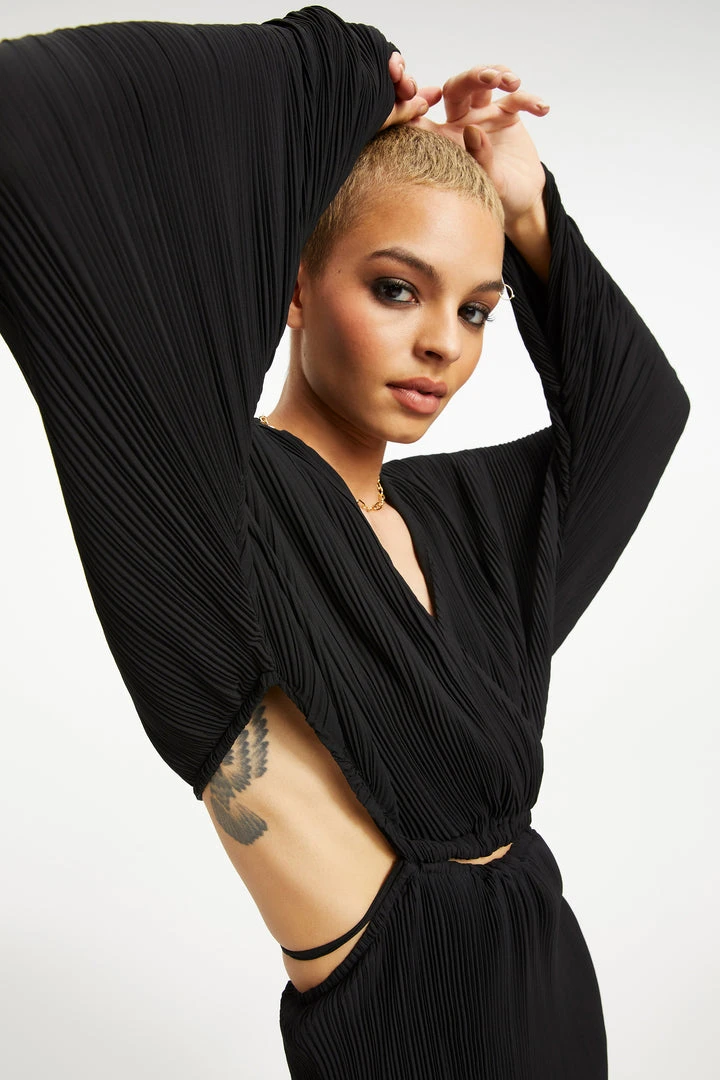 Outlet 🤩 GOOD AMERICAN ALWAYS FITS PLISSÉ SCULPTED 😍 DRESS | BLACK001 ❤️ 7 GOOD AMERICAN ALWAYS FITS PLISSÉ SCULPTED DRESS | BLACK001