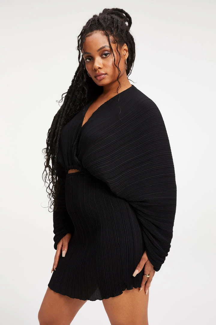 Outlet 🤩 GOOD AMERICAN ALWAYS FITS PLISSÉ SCULPTED 😍 DRESS | BLACK001 ❤️ 5 GOOD AMERICAN ALWAYS FITS PLISSÉ SCULPTED DRESS | BLACK001
